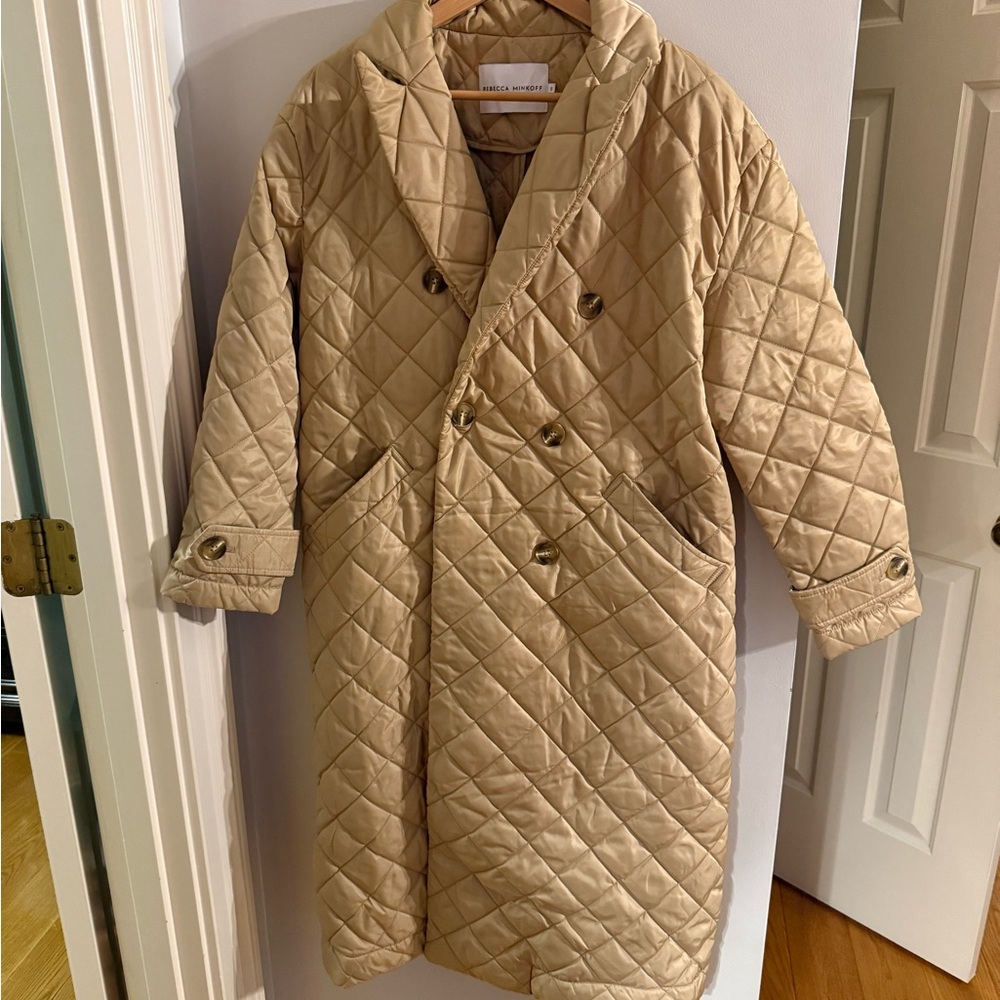 Rebecca Minoff Quilted Tan Coat